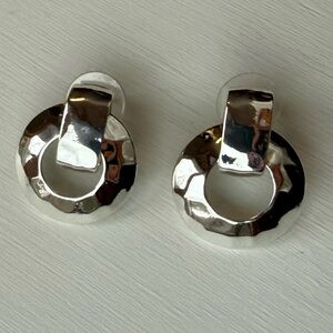 Silver Hammered Circle Earrings